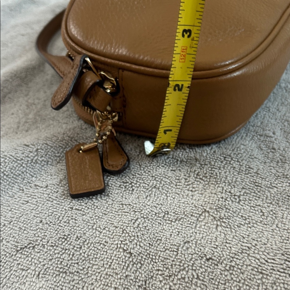 Coach Tan Pebbled Leather Crossbody Bag with Heart Charm - Picture 10 of 11